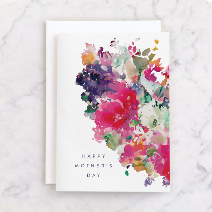 "floral" - Single Greeting Cards in Rose by Lori Wemple - Front