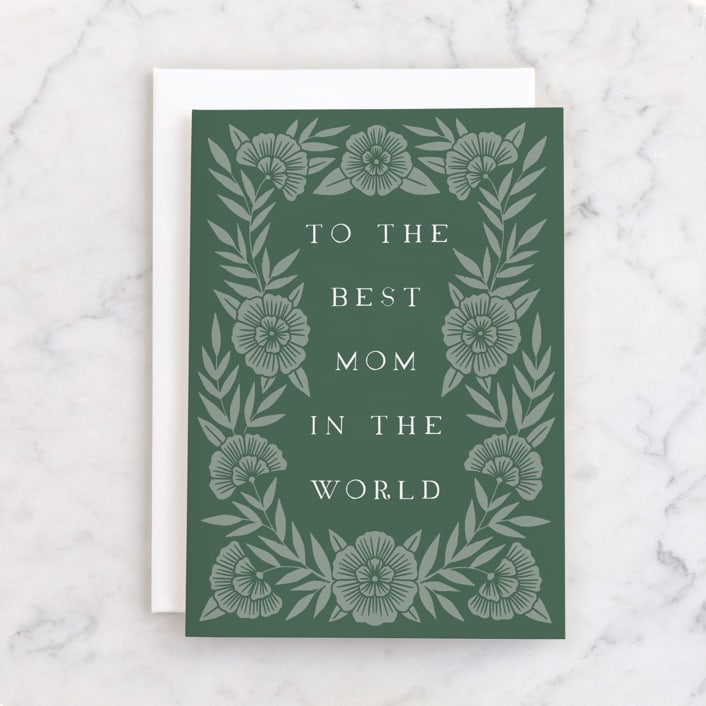 "Bold Floral Mom" - Single Greeting Cards in Emerald by Katharine Watson - Front