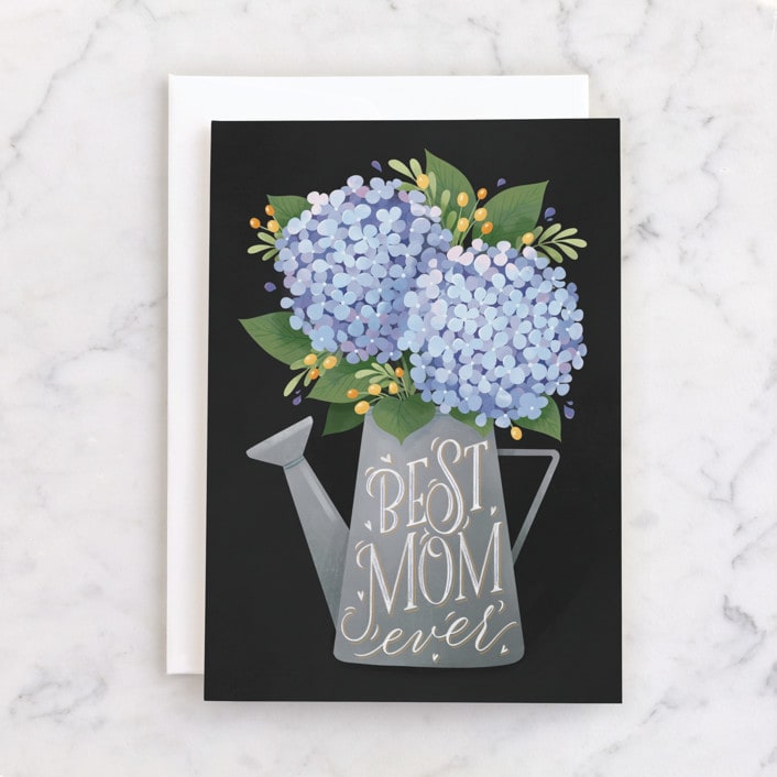"Hydrangea Bouquet" - Single Greeting Cards in Hydrange by Shannon Chen of Four Wet Feet Studio - Front