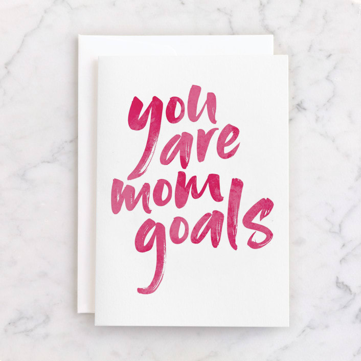 "Mom goals" - Single Greeting Cards in Tulip by Jessica Corliss - Front