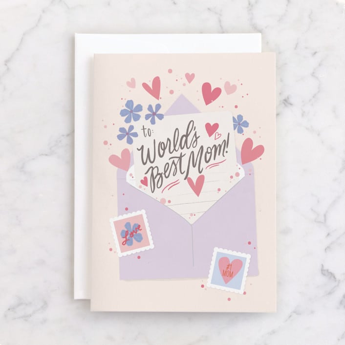 "Sending Love" - Single Greeting Cards in Peach by Itsy Belle Studio - Front