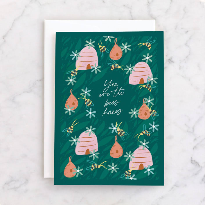 "bees knees" - Single Greeting Cards in Evergreen by Jackie Crawford - Front
