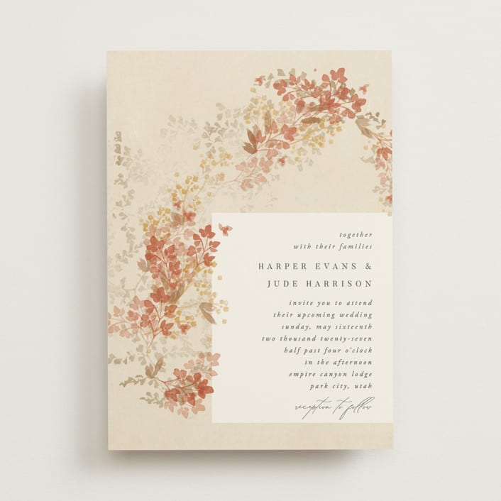 "Falling Foliage" - Wedding Invitations in Stone by Robert and Stella - Front