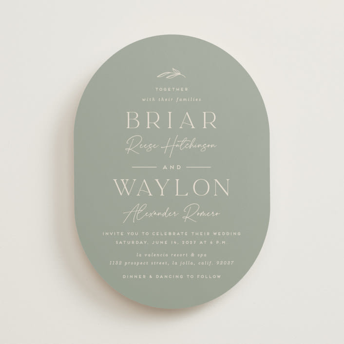 "Soft Arch" - Wedding Invitations in Sage by Erica Krystek - Front