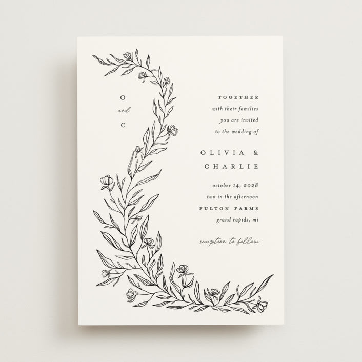 "Floral Cascade" - Wedding Invitations in Alpine by Pixel and Hank - Front
