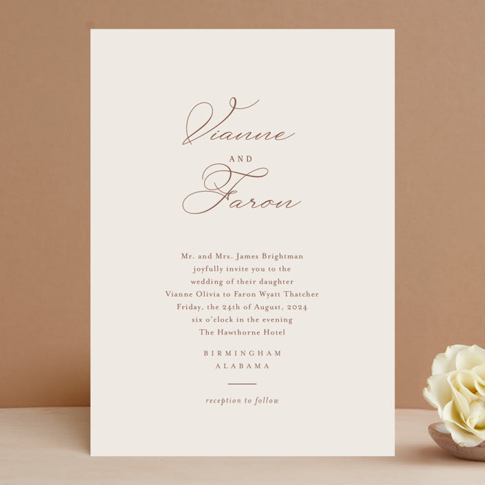 "Delicate Names" - Wedding Invitations in Buttercream by Jessica Williams - Front