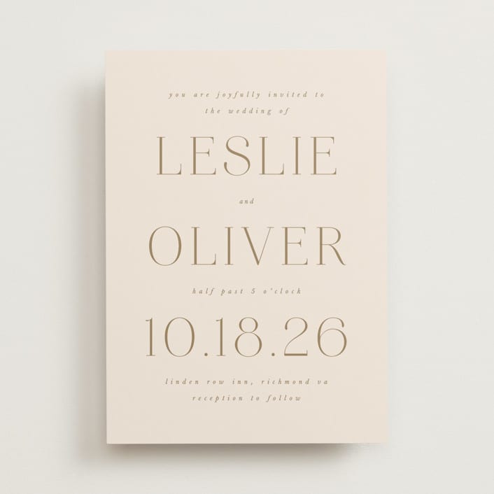 "Understated Elegance" - Wedding Invitations in Buttercream by Brandy Folse - Front