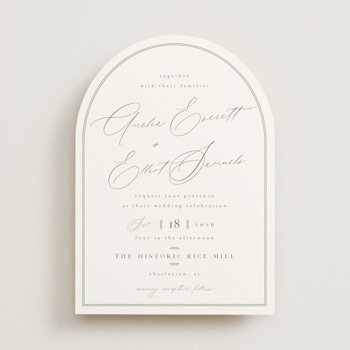 "Amelia" - Wedding Invitations in Olive by Kristie Kern - Front