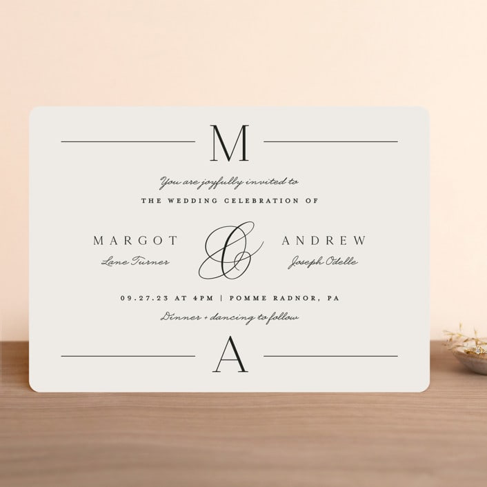 "Classic Monogram" - Wedding Invitations in Cream by Carolyn MacLaren - Front