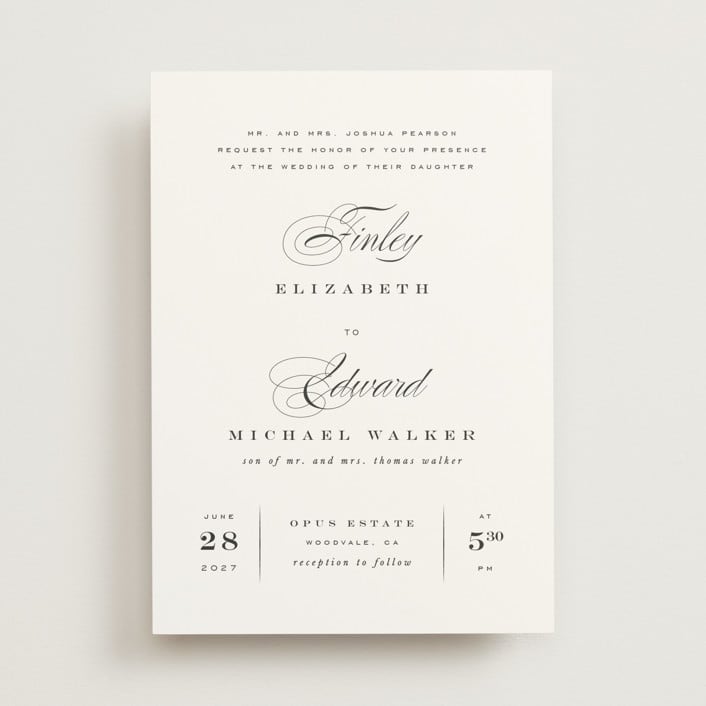 "Vow" - Wedding Invitations in Tuxedo by Leah Bisch - Front