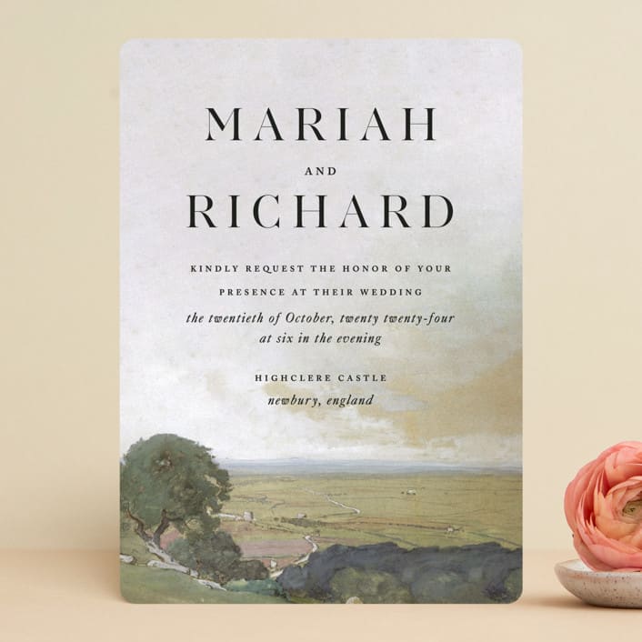"Roman Landscape" - Wedding Invitations in Moss by Olivia Kanaley Inman - Front