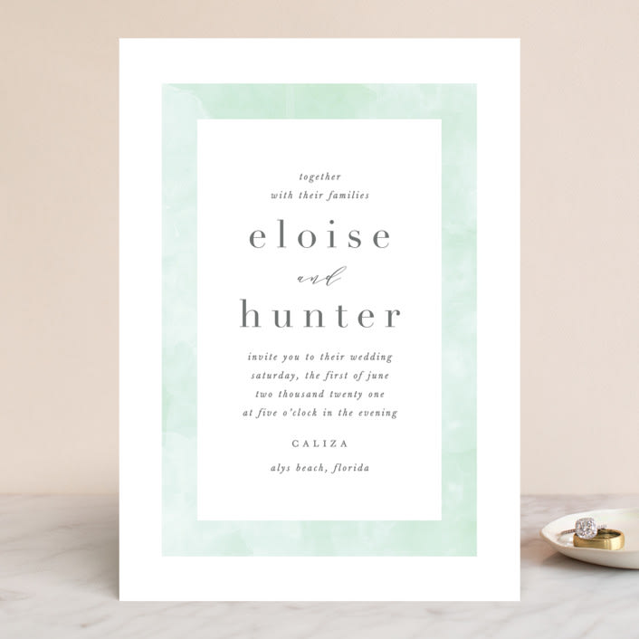 "Caliza" - Wedding Invitations in Seafoam by Lauren Chism - Front