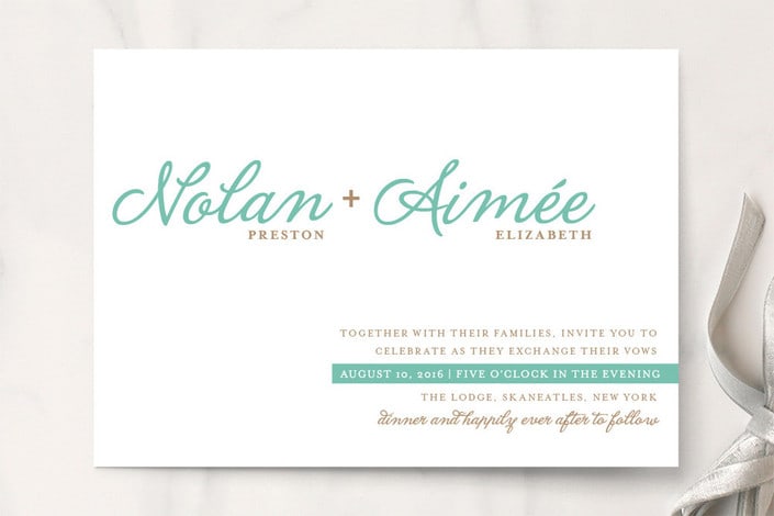 "Raising the Bar" - Wedding Invitations in Turquoise by R studio - Front