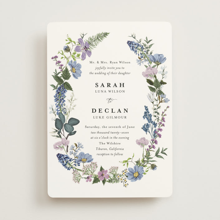 "Lilac Bloom" - Wedding Invitations in Lavender by Susan Moyal - Front