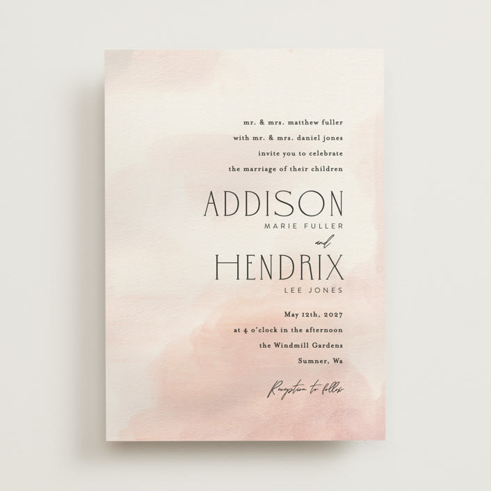 "First light" - Wedding Invitations in Blush by Itsy Belle Studio - Front