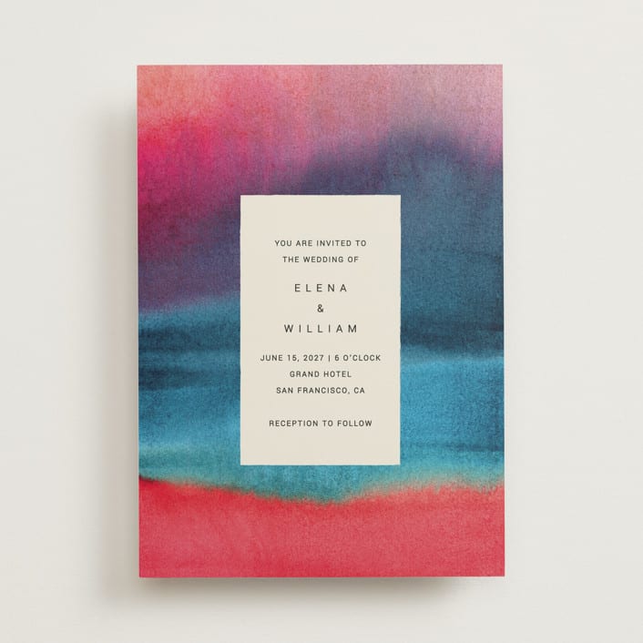 "At Dusk" - Wedding Invitations in Sunset by Sumak Studio - Front
