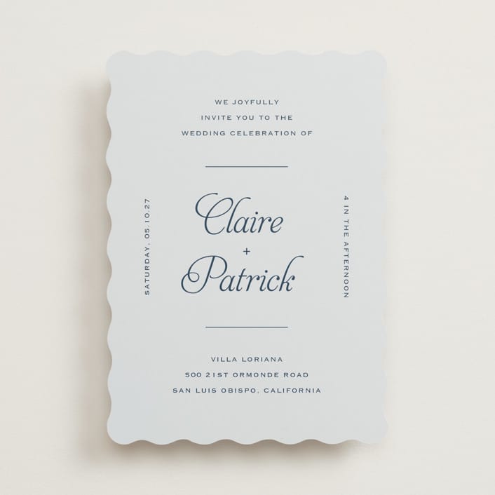 "Modernne" - Wedding Invitations in Powder by Carolyn MacLaren - Front
