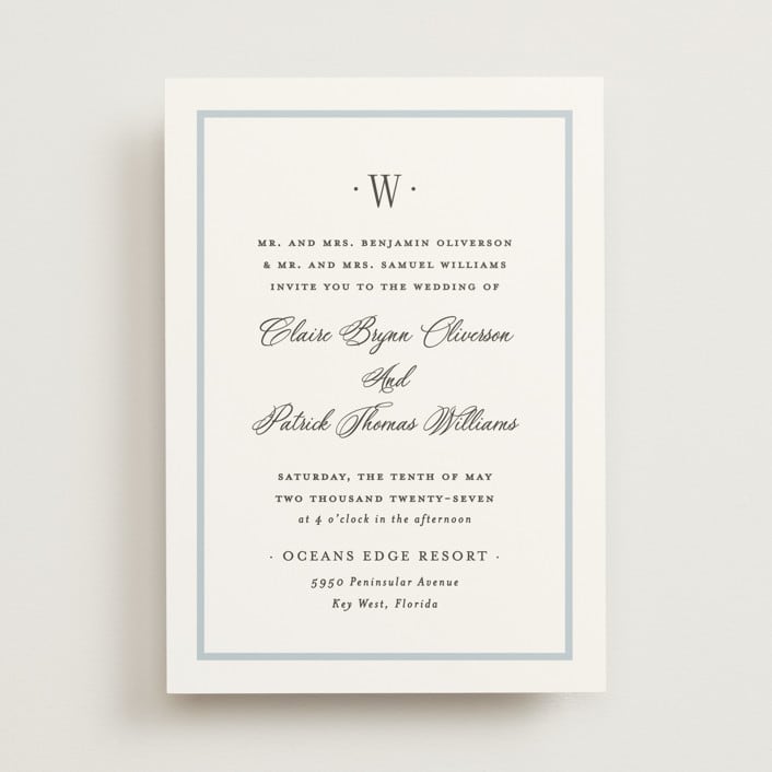 "Dotted Classic" - Wedding Invitations in Hydrangea by Carolyn MacLaren - Front