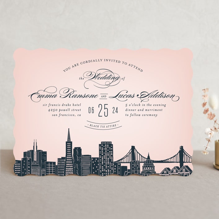 "Big City - San Francisco" - Wedding Invitations in Blush by Hooray Creative - Front