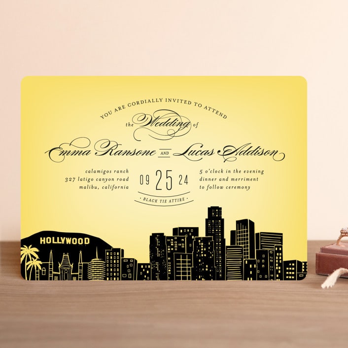"Big City - Los Angeles" - Wedding Invitations in Lemondrop by Hooray Creative - Front