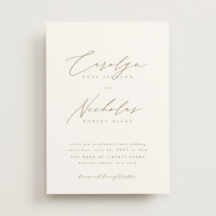 "Napa" - Wedding Invitations in Golden by Kelly Schmidt - Front