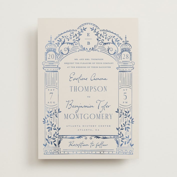 "Pavilion" - Wedding Invitations in Navy by Petra Kern - Front
