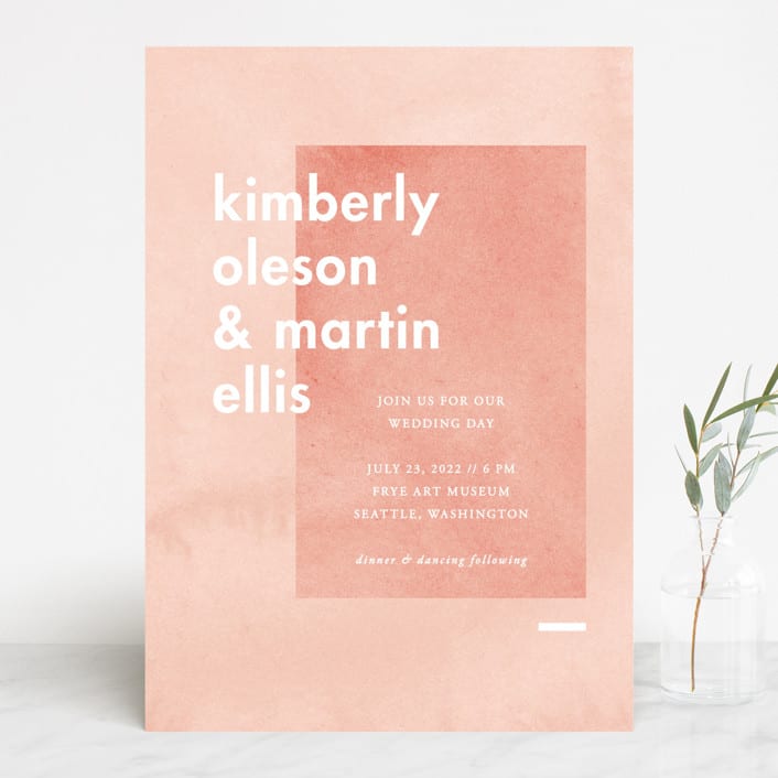 "Contemporary" - Wedding Invitations in Peony by Liz Conley - Front