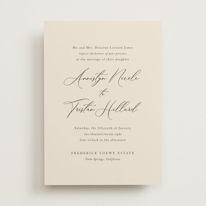 "Love Story" - Wedding Invitations in Mocha by Jennifer Postorino - Front