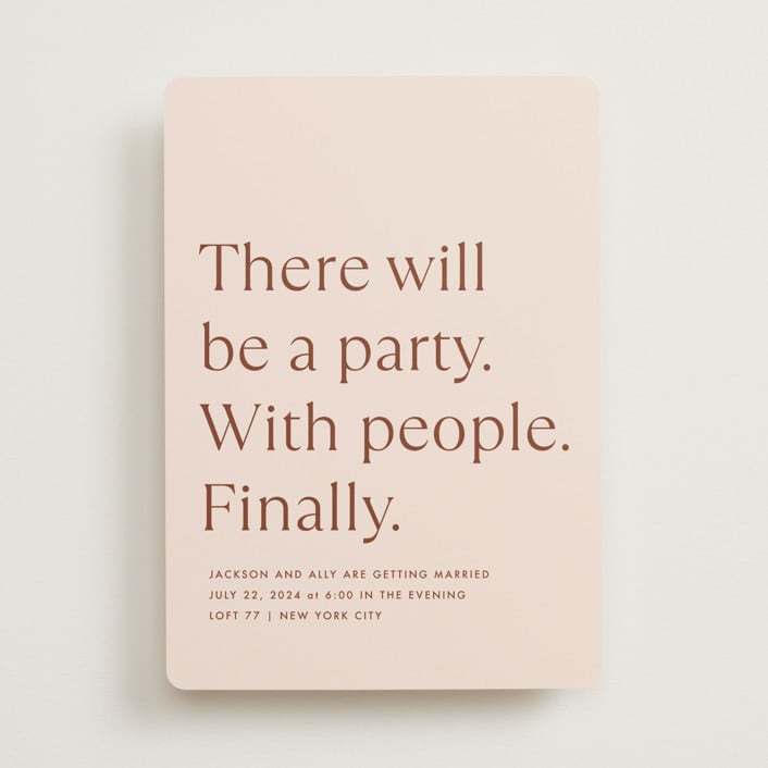 "There Will Be a Party" - Wedding Invitations in Terra Cotta by Amy Payne - Front