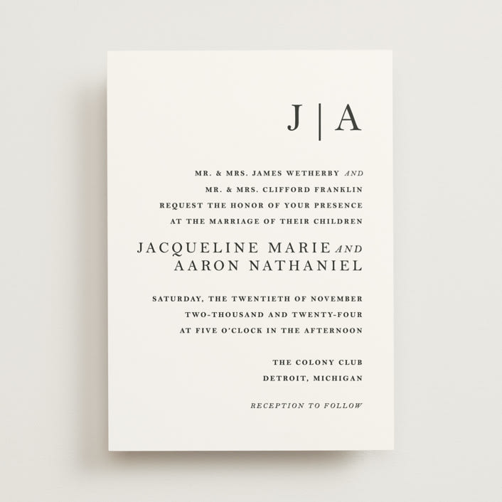 "Sophistotype" - Wedding Invitations in Sea Salt by Snow and Ivy - Front