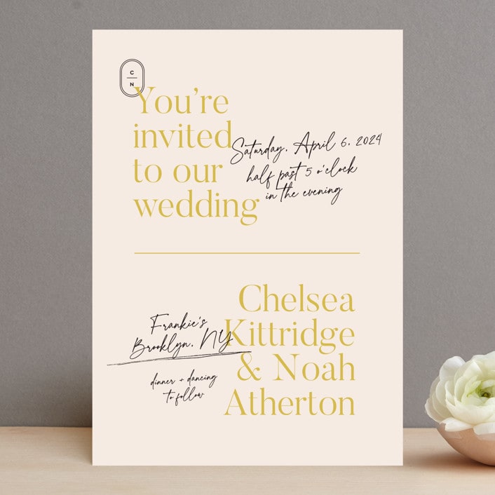 "Brooklynite" - Wedding Invitations in Bisque by Annie Clark - Front
