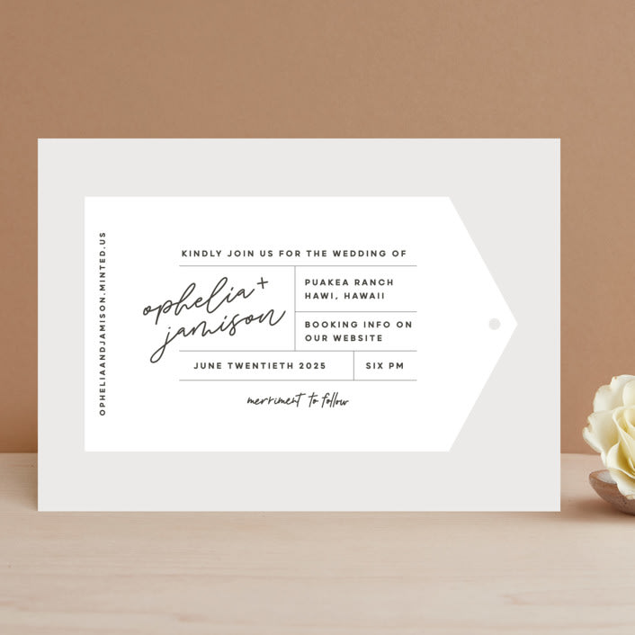 "Destination" - Wedding Invitations in Mist by Lori Wemple - Front