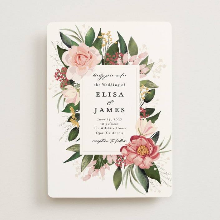 "Blossom" - Wedding Invitations in Blush by Susan Moyal - Front