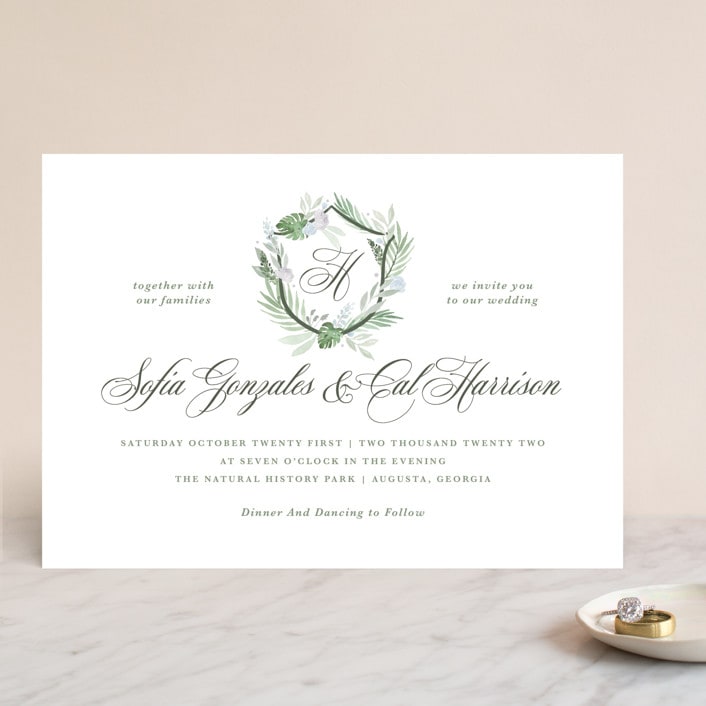 "Botanical Seal" - Wedding Invitations in Pastel by Kristen Smith - Front