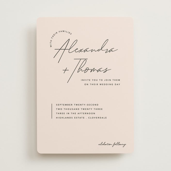 "Aesthetic" - Wedding Invitations in Blush by Liz Conley - Front