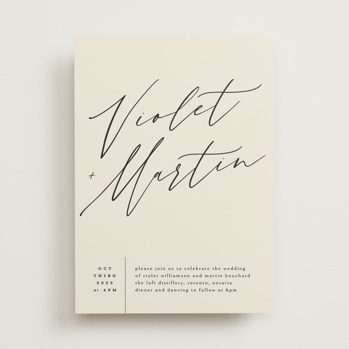 "Violet " - Wedding Invitations in Linen by Kelly Schmidt - Front