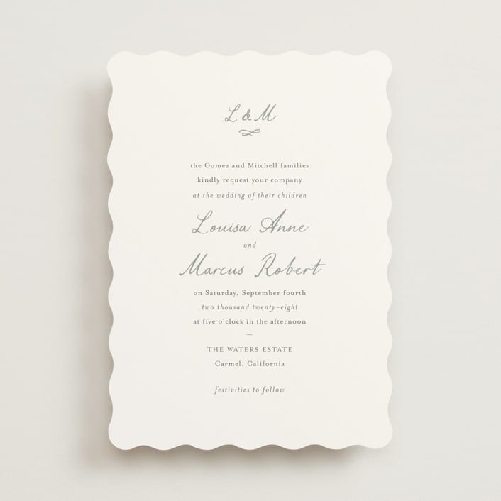 "signature monogram" - Wedding Invitations in Sage by Sara Hicks Malone - Front