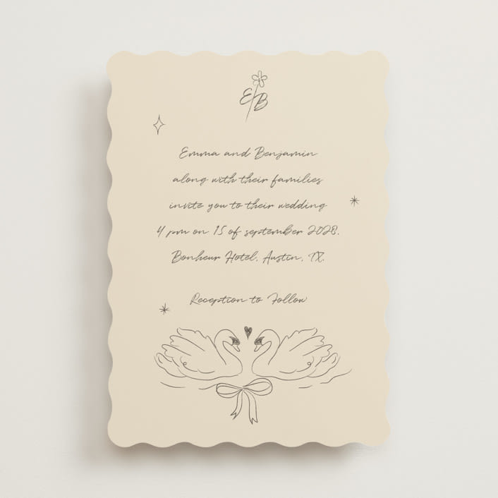"The Swan" - Wedding Invitations in Buttercream by Helena Vitto - Front