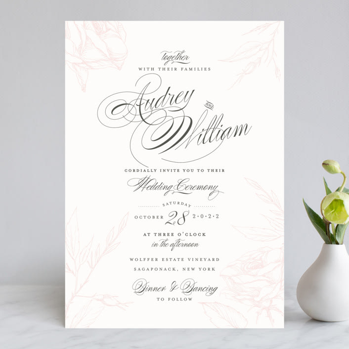 "Flora" - Wedding Invitations in Blush by Nicoletta Savod - Front