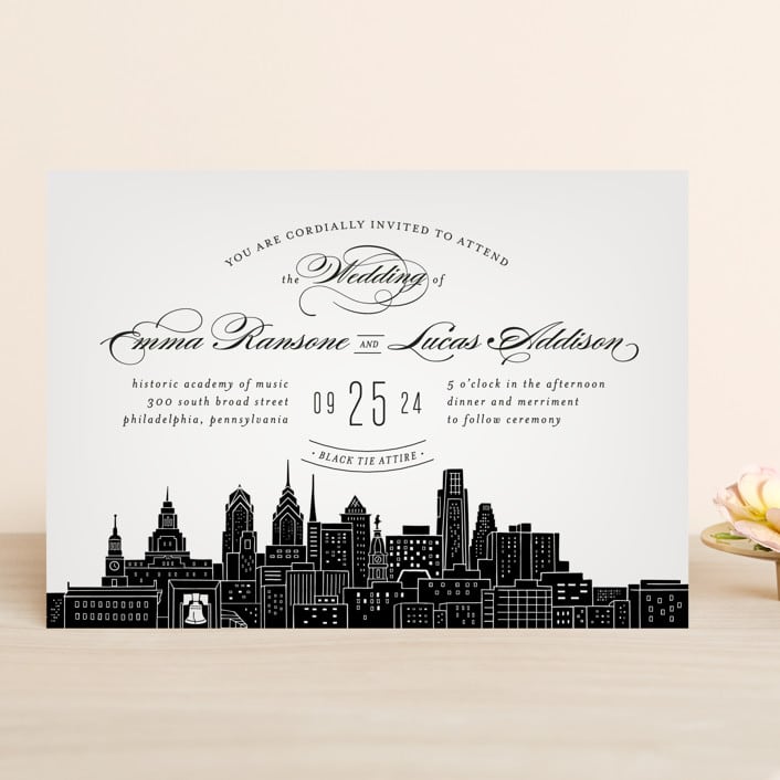 "Big City - Philadelphia" - Wedding Invitations in Light Taupe by Hooray Creative - Front
