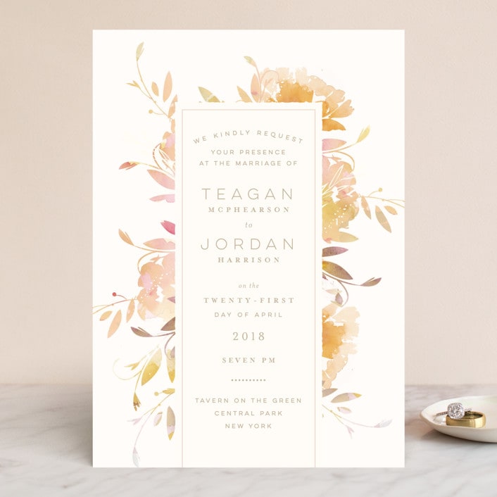 "Garden" - Wedding Invitations in Peach by Lori Wemple - Front