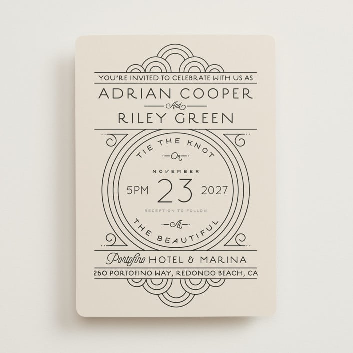 "Deco Nouveau" - Wedding Invitations in Cream by GeekInk Design - Front