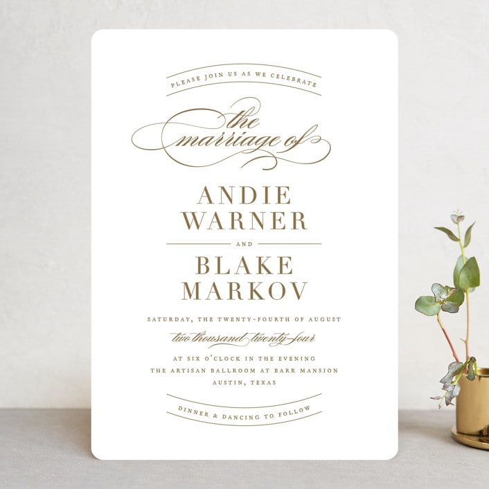"divine" - Wedding Invitations in Gilded Gold by Jennifer Postorino - Front