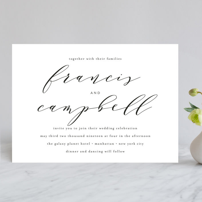"Simple Elegance" - Wedding Invitations in Tuxedo by Phrosné Barwood - Front