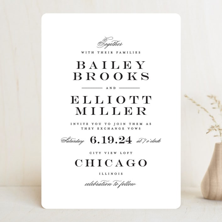 "Downtown" - Wedding Invitations in Onyx by Lauren Chism - Front