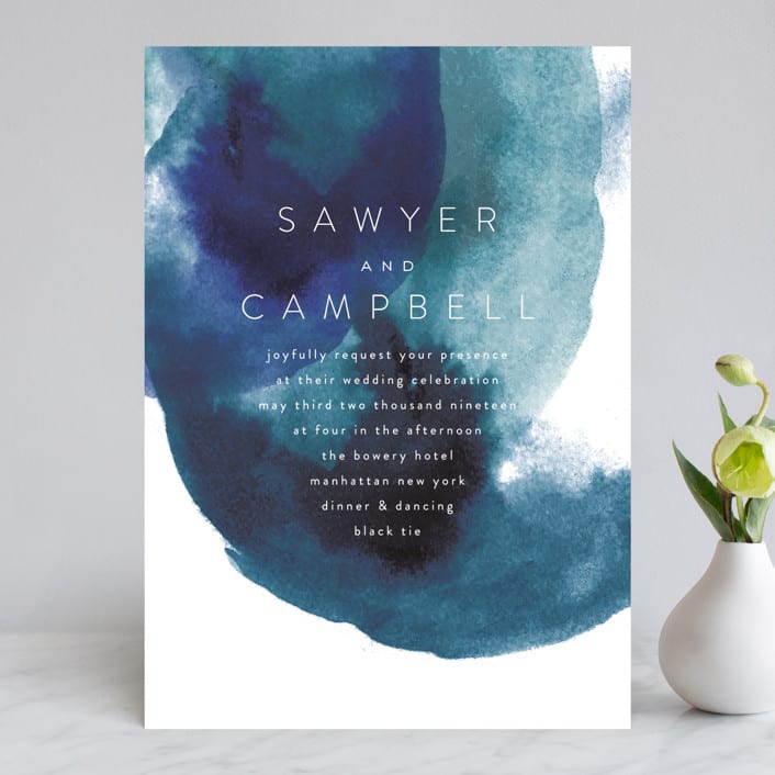 "Inked" - Wedding Invitations in Deep Sea by Phrosné Barwood - Front