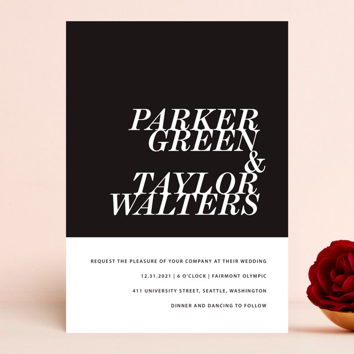 "Slanted" - Wedding Invitations in Noir by Drango Design - Front