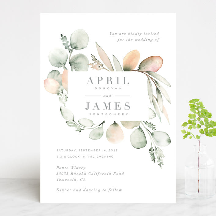 "Romantic Eucalyptus" - Wedding Invitations in Sage by Petra Kern - Front
