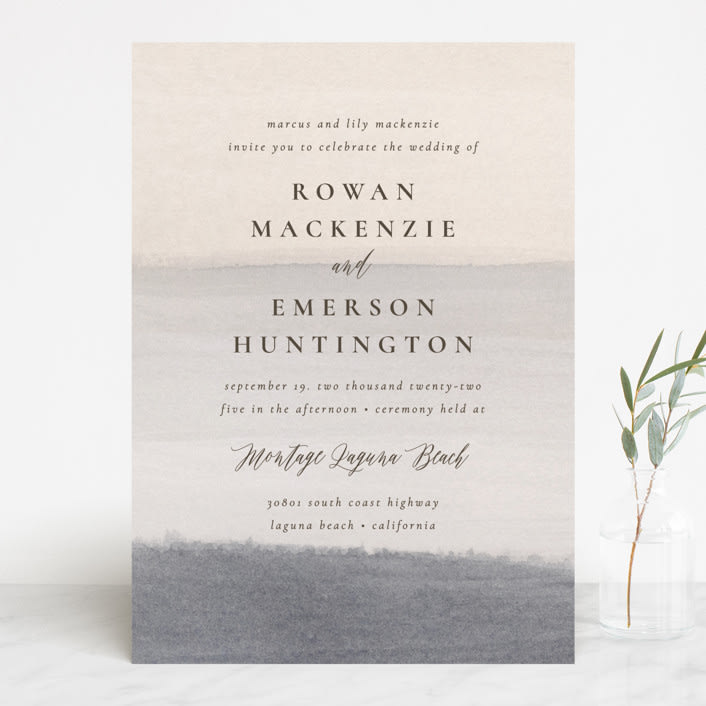 "Sunrise Waves" - Wedding Invitations in Ocean by Wildfield Paper Co - Front