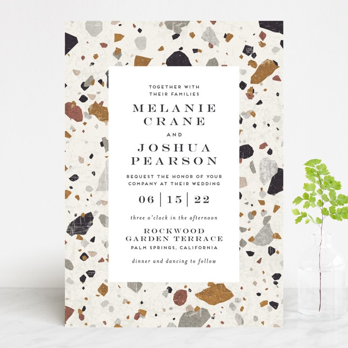 "Terrazzo Frame" - Wedding Invitations in Mustard by Amy Payne - Front